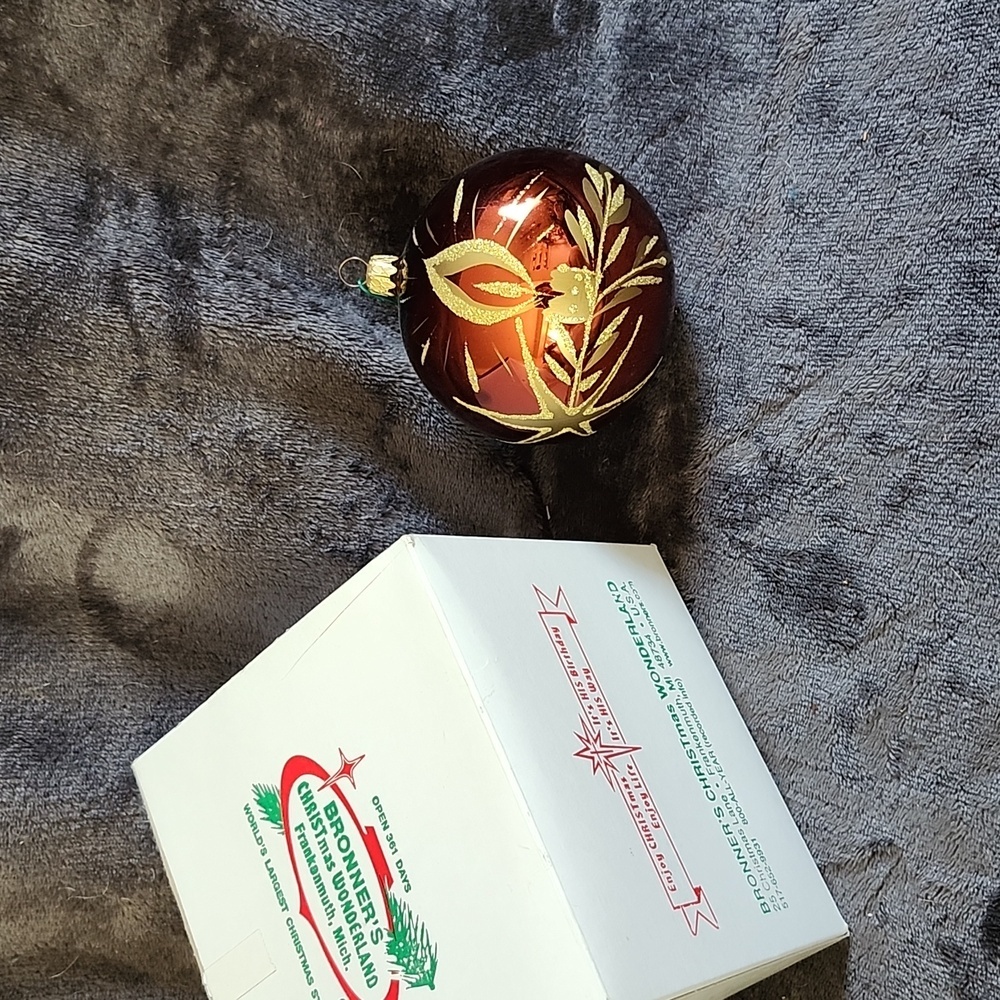 Bronners Christmas Ornament Glass Bulb Copper Gold Colorway Star Candle